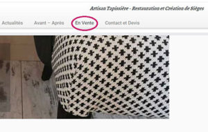 Ouverture de la boutique (rubrique "En Vente") sur le site Assise Autrement, artisan tapissière à Joinville Le Pont, 94 Ile-de-France